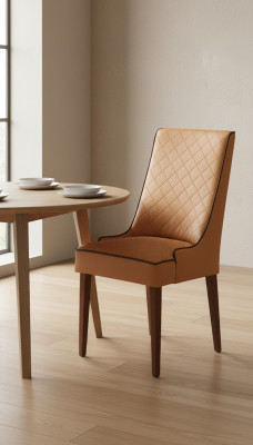 Set 4x Designer Stuhl Leder Lehnstuhl Polster Stühle Gastro Esszimmer Holz