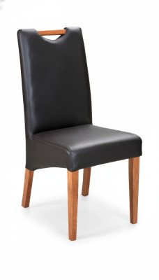 Lehnstuhl Design Sessel Holz Leder Polster Esszimmer Leder Gastro Stuhl