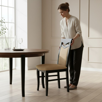 Sessel Stuhl Designer Holz Stoff Polster Stühle Gastro Esszimmer Textil
