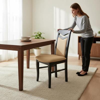 Design Set 6x Sessel Stuhl Holz Textil Polster Stühle Gastro Esszimmer Stoff