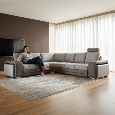 L-Form Stoff Ecksofa Wohnlandschaft Polster Eck Sofa Couch Sitz Garnitur
