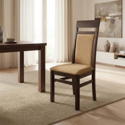 Set 4x Massivholz Sessel Esszimmerstuhl Stoff Polster Stühl Gastro Esszimmer