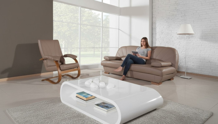 Klassische Wohnzimmer Garnitur 3+1+1 100% Vollleder Couch Sitz Sofa
