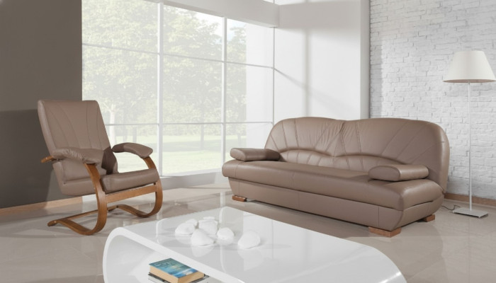 Klassische Wohnzimmer Garnitur 3+1+1 100% Vollleder Couch Sitz Sofa