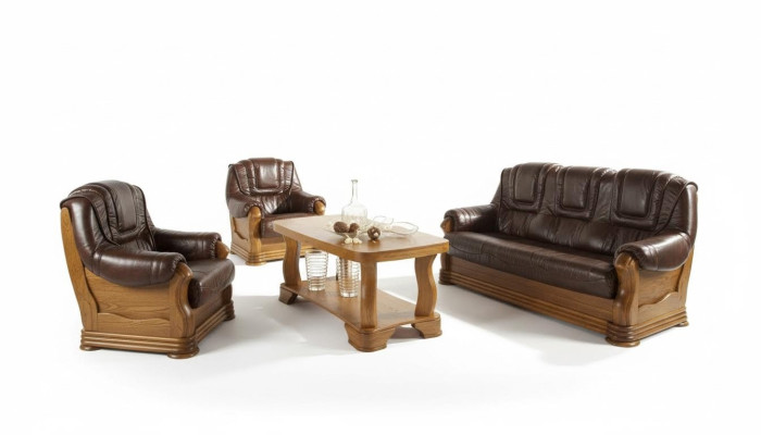 Ledersofa Männer Club Sofa Couch Polster Sitz Sofagarnitur 3+1+1 Komplett Set