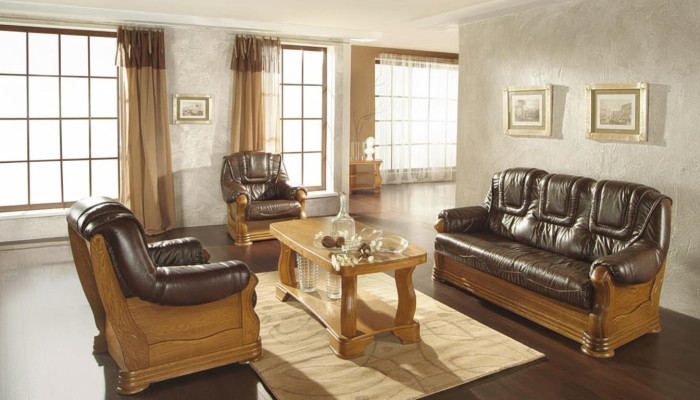 Wohnzimmer Ledercouch Sofagarnitur Set 3+2 Sitzer Sofa Couch Sitz Polster