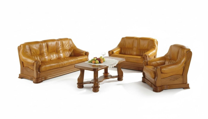 Wohnzimmer Ledercouch Sofagarnitur Set 3+1 Sitzer Sofa Couch Sitz