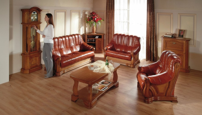 Antik Stil Ledersofa Couch Sofagarnitur 3+1+1 Sitzer Leder Italienisches Polster