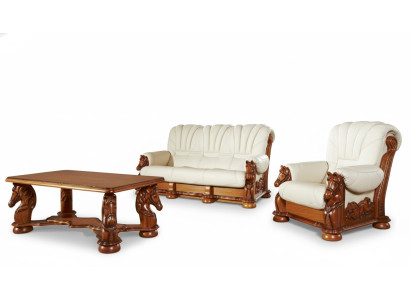 Antik Stil Ledersofa Couch Sofagarnitur Polster 3+1 Sitzer Italienisches Leder