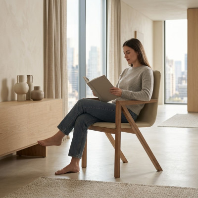 Design Stuhl Sessel Holz Stühle Echte Handarbeit Lounge Club Sessel Lehn Stühle