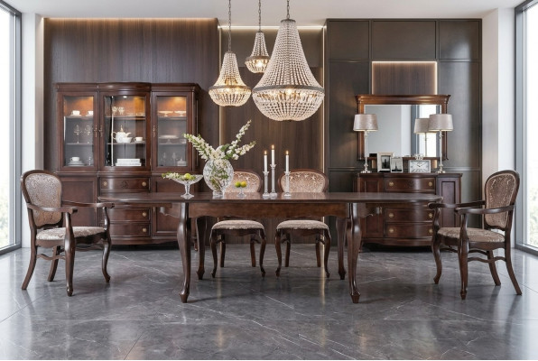 Klassischer Antik Stil Esstisch Wohnzimmer Holz Tische XXL Big Neu