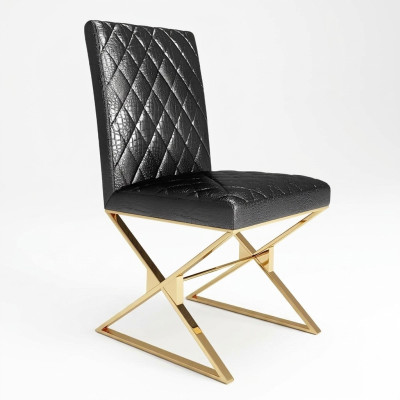 Stuhl 1x Ess Zimmer Club Stühle Polsterstuhl Sessel Metall Lounge Designer Neu