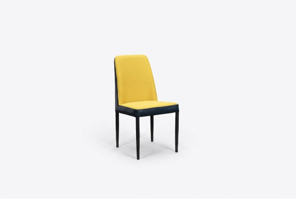 Stuhl 1x Ess Zimmer Polster Stuhl Sessel Fernseh Lounge Club Leder Textil Gelb