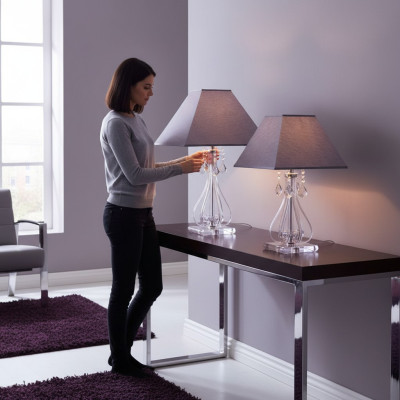 Leuchte Kristall Tischlampe Elite Bohemia Fuß Nachttisch Neu Büro