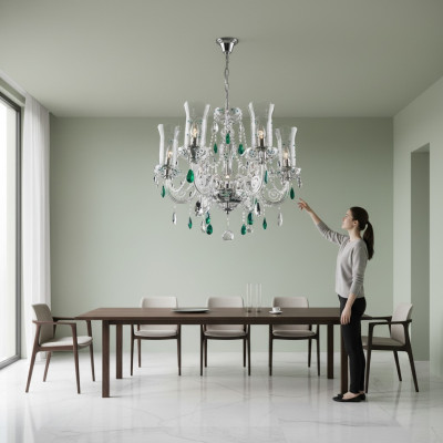 Design Bohemia Kronleuchter Deckenleuchten Blau Kristall Lampe Leuchten