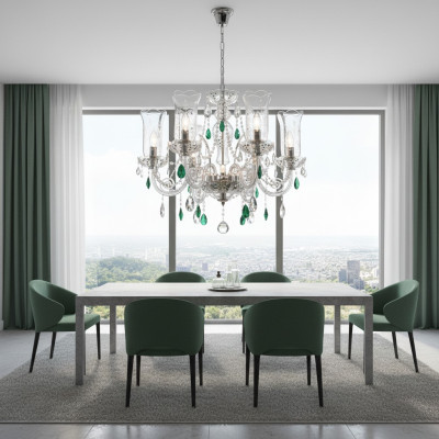 Design Bohemia Kronleuchter Deckenleuchten Blau Kristall Lampe Leuchten