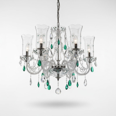 Design Bohemia Kronleuchter Deckenleuchten Blau Kristall Lampe Leuchten