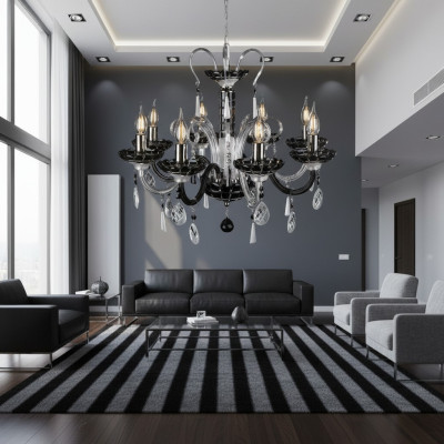 Kronleuchter Bohemia Decken Leuchte Schwarze Kristall Lampe Lampen Leuchten Neu