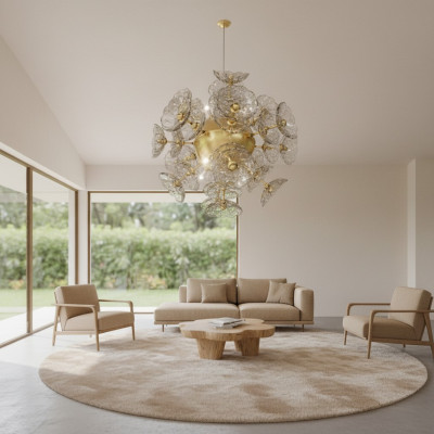 Decken-Pendelleuchte Deckenleuchte Kronleuchter Elite Bohemia Blume Neun