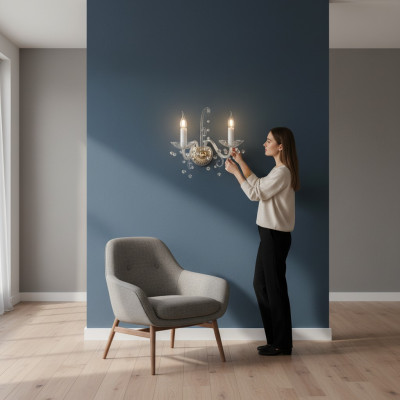 Doppel Wandlampe Leuchte Kristall Edle Kronleuchter Wand Leuchten Lampen Lampe