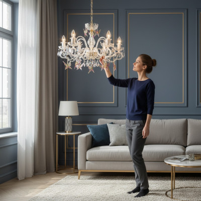 Design Kronleuchter Bohemia Gold Kristall Lampe Lampen Leuchten Decken Leuchte