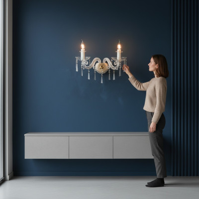 Cristal Applique Murale Chandeliers Kristalleuchter Lustre Elite Bohemia Neuf
