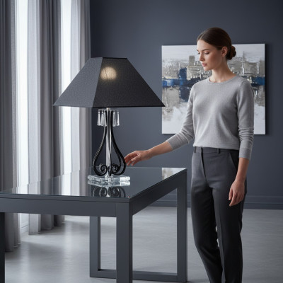 Leuchte Kristall Lampe Tischlampe Weiß Bohemia Steh Nachttisch Neu Schreibtisch