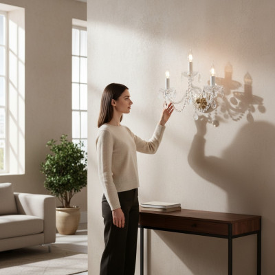 Wandleuchte Bohemia Luster Antik Stil Kronleuchter Wand Lampen Wandlampe Neu