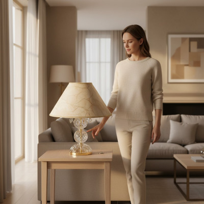Tischleuchte Antik Stil Tisch Lampe Kristall Leuchte Lampen Leuchten Kronleuchte