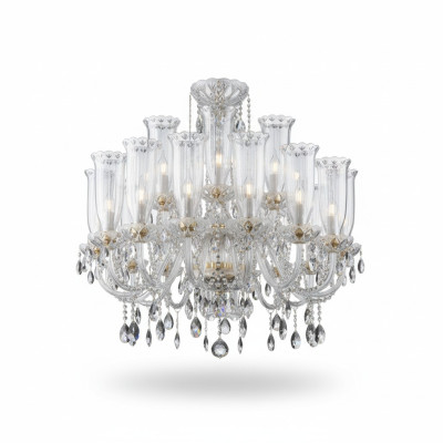XXL Lampe 24x Kronleuchter Palast Villa D'Este Lichter Kristall Lampe Kronleuchter