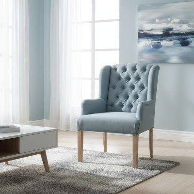 Blauer Chesterfield Stuhl Hotel Einrichtung Sitzer Polster Stuhl Lehnstuhl 