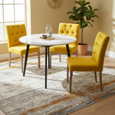 Gelber Chesterfield Stuhl-Set Exklusive x6 Polsterstühle Esszimmer Sitzmöbel