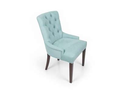 Klassischer Chesterfield Blauer Stuhl Polster Sessel Textil Lehnstuhl