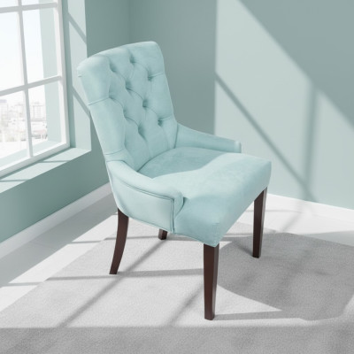 Moderne Hellblaue Chesterfield Stuhlgarnitur Designer Lehnstühle Luxuriöse Sitzmöbel