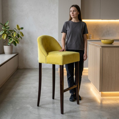 Gelber Barhocker Set Barstühle 6-er Set Stoffsitzer Luxuriöse Sitzmöbel