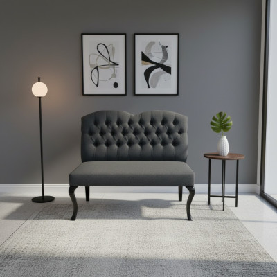 Chesterfield Bank Textil Sitz Bänke Deko Restaurant Stoff Laden Sofa Leder