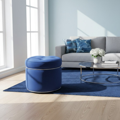 Chesterfield Pouf Textil Fußhocker Rund Hocker Polsterhocker Sitzhocker Sitz Neu