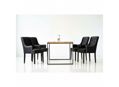 Brauner Metallgestell Esszimmer Tisch Designer x6 Chesterfield Polsterstühle 7tlg. Set