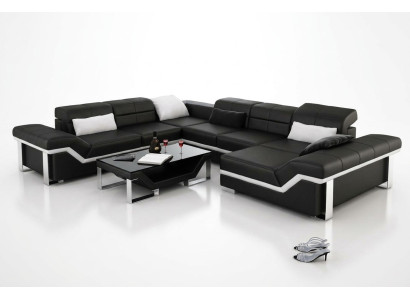 Moderne Sitzecke Ledersofa Ecksofa Sofa Polster Couch Wohnlandschaft K5007 + USB