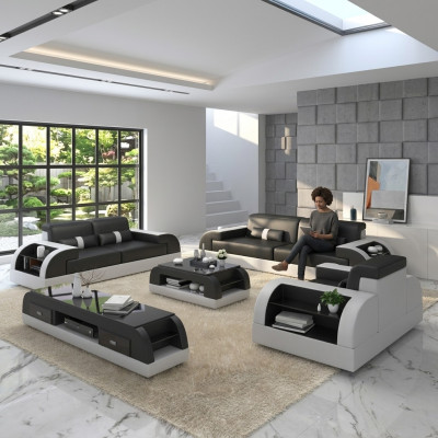 Sofagarnitur Couch Polster Sofa 3+1 Komplett Set Garnituren Design Leder 2tlg.