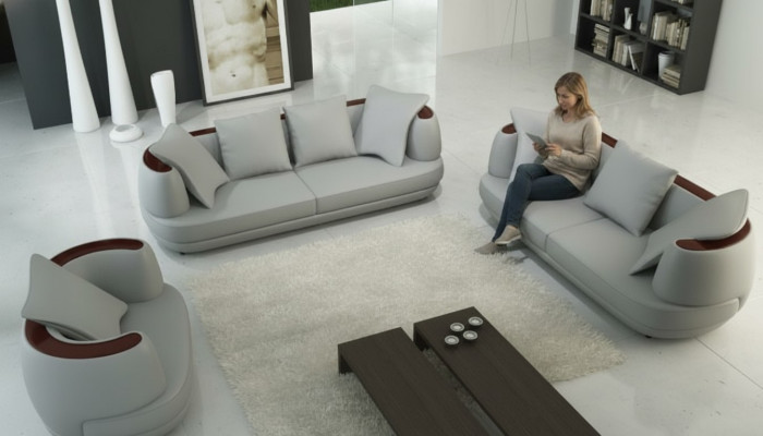 Ledersofa USB Sofagarnitur 3+2+1 Couch Sitz Polster Sofa Garnitur Set Garnituren