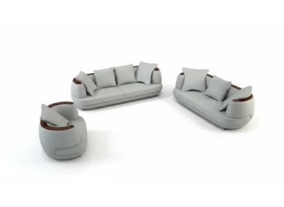 Ledersofa USB Sofagarnitur 3+2+1 Couch Sitz Polster Sofa Garnitur Set Garnituren