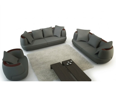 Sofagarnitur mit USB Luxus Designer Couch Polster 3+2+1 Leder Sofa Sitz Grau Neu