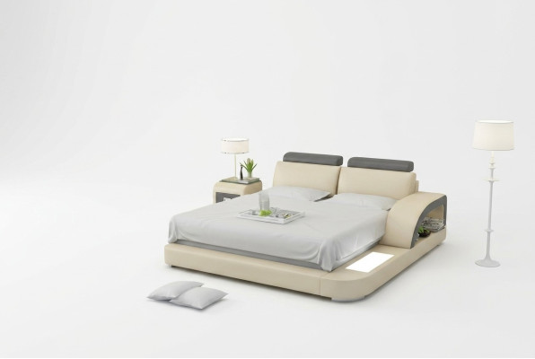 Wasserbett mit USB Hotel Doppelbett Betten Komplett Lederbett Polsterbett Wasser