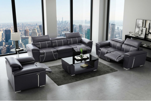 Sofagarnitur Couch Polster Sofa 3+3 Komplett Set Design Leder 2tlg. Garnituren