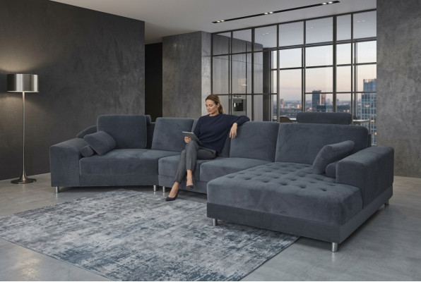 Moderne Textil Sofa Eckcouch Polster Wohnzimmer LForm Wohnlandschaft USB Ecksofa