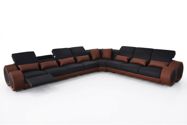 Design Eck Couch mit USB Polster Sofa Leder Sitz Garnitur Moderne Sofas Sitz Neu