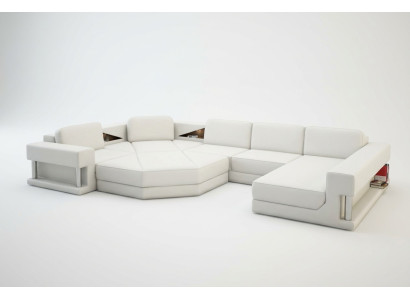 Modern Ecksofa mit USB Couch Polster Leder Design Sofa Garnitur Wohnlandschaft