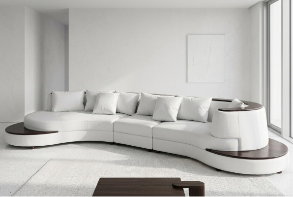 Luxus Wohn Eck Leder Garnitur Polster XXL Big Sofa mit USB UForm Ecke Landschaft