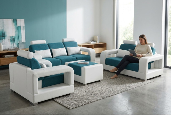 Sofa Couch Polster Wohnlandschaft Sitz Möbel Set Garnitur 3+2+1 Sofas mit USB